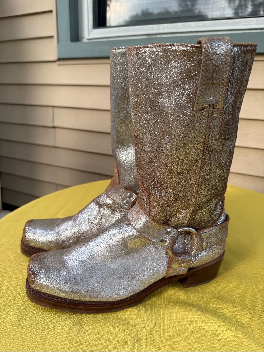 Frye Silver Harness Moto Boots